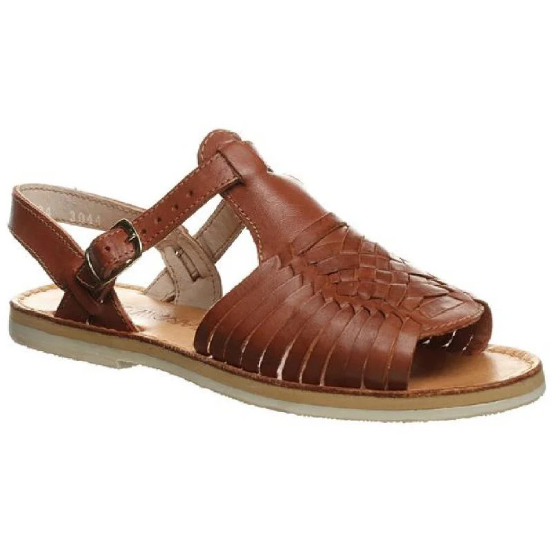 Bearpaw Womens Gloria Leather Woven Huarache Sandals