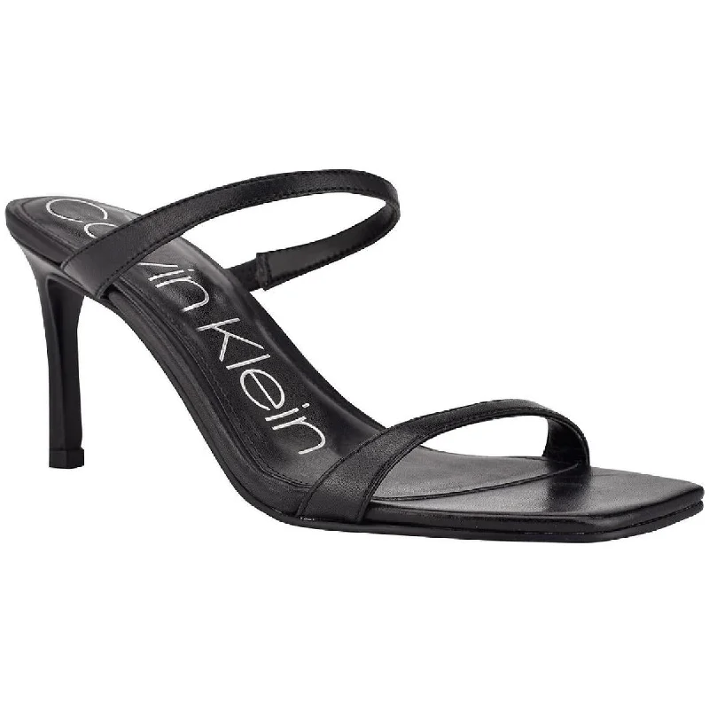 Calvin Klein Womens Halena Leather Open Toe Dress Sandals