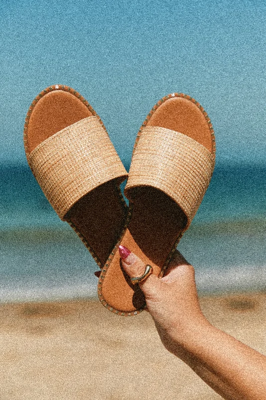 Exotic Summer Slip On Sandals - Natural