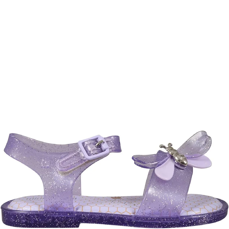 Girl's Bugs Jelly Sandals In Lilac Glitter