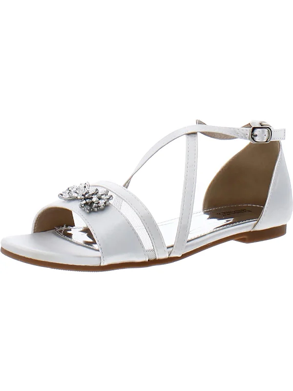 Girls Metallic Rhinestone Slide Sandals