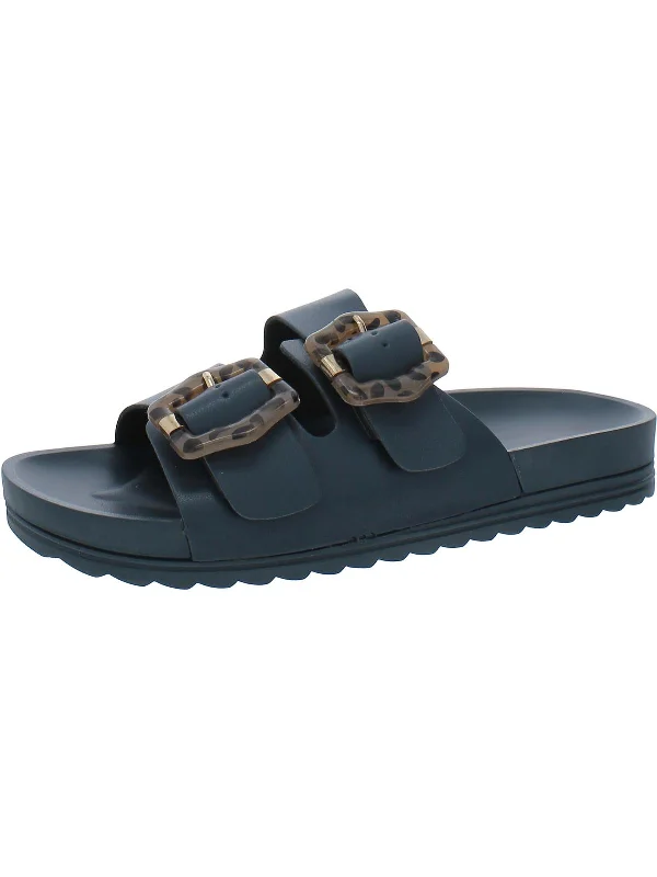 Grand Cayman Womens Faux Leather Adjustable Slide Sandals