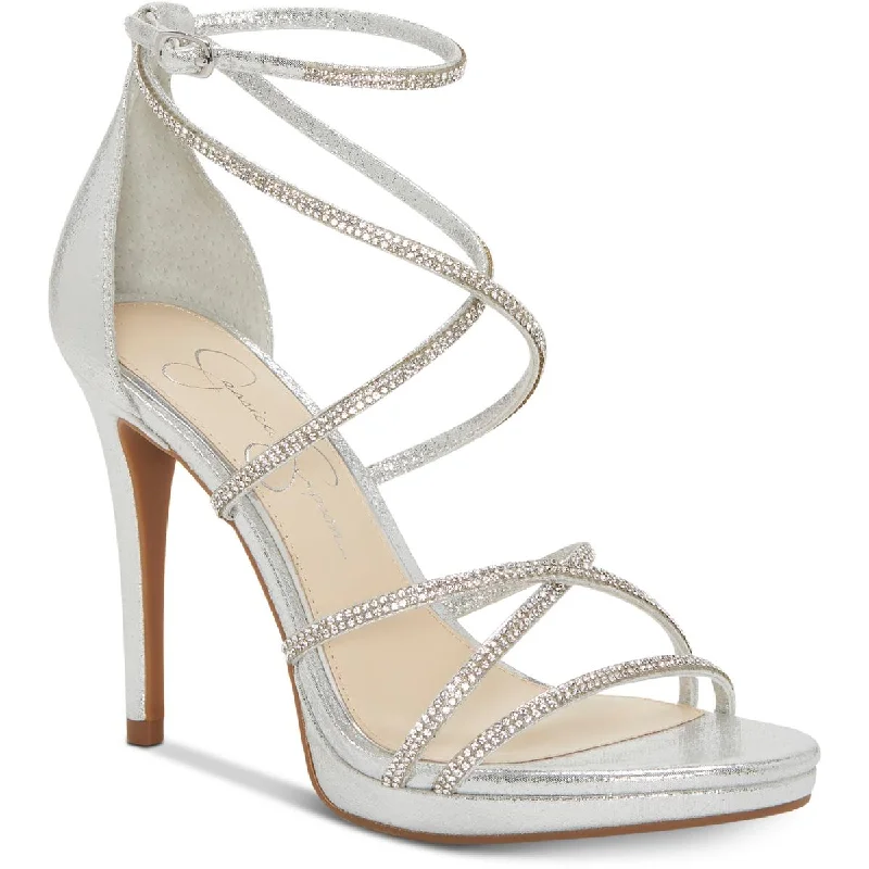 Jessica Simpson Womens Jaeya Rhinestone Strappy Dress Sandals