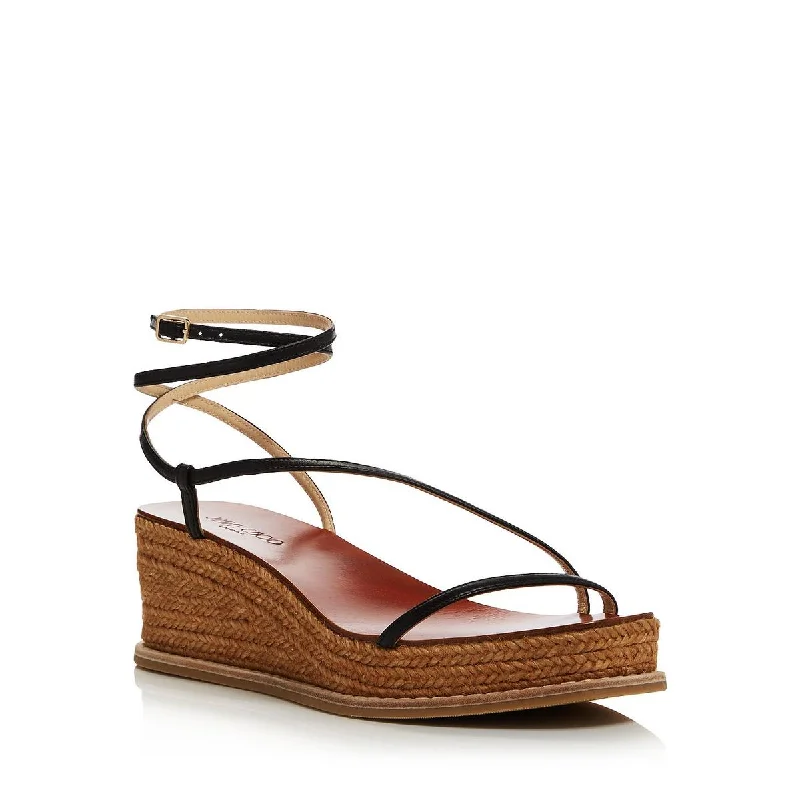 Jimmy Choo Womens Drive 60 Leather Open Toe Wedge Sandals