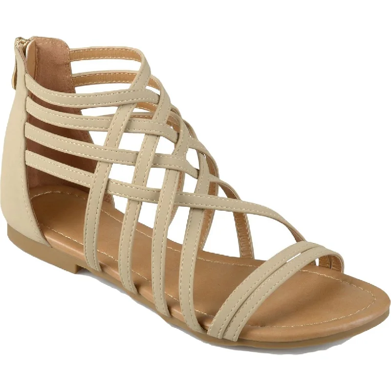 Journee Collection Womens Hanni Faux Suede Strappy Gladiator Sandals