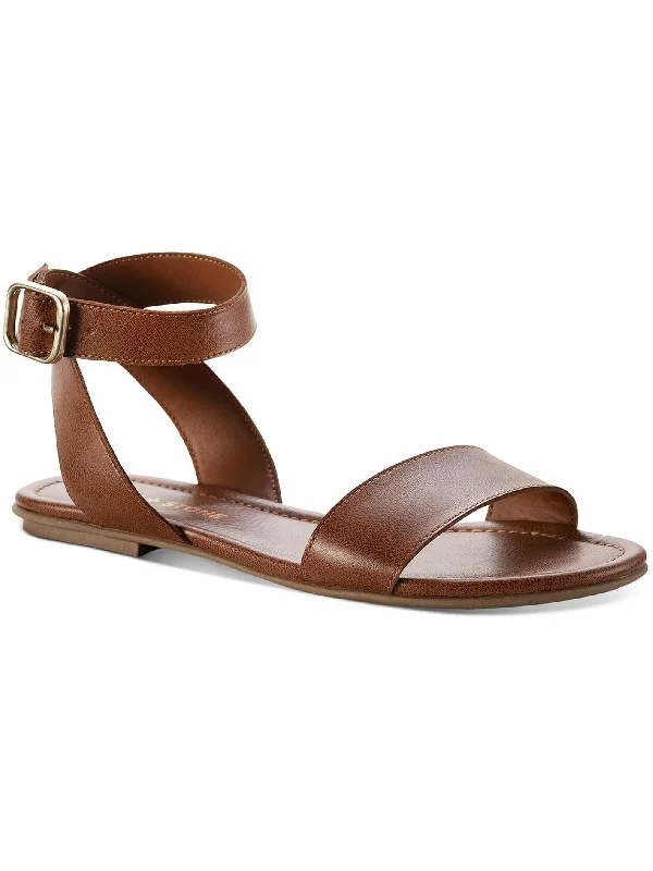 Miiahp Womens Faux Leather Open Toe Flat Sandals