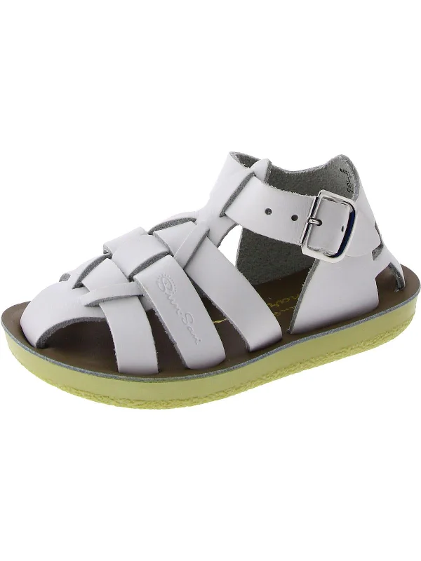 Sharks Girls Leather Ankle Strap Strappy Sandals