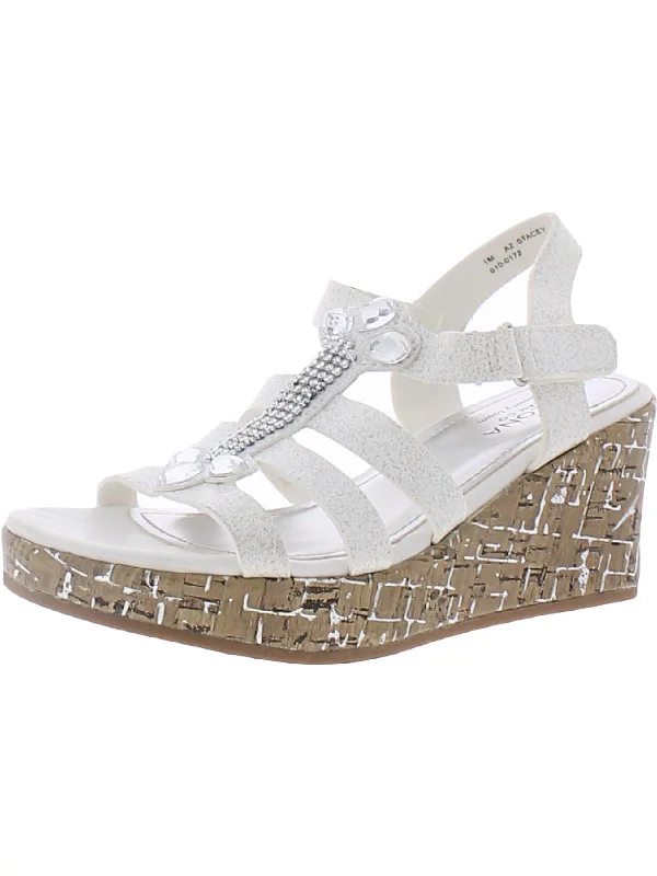 Stacey Girls Embellished Rhinestone Wedge Sandals