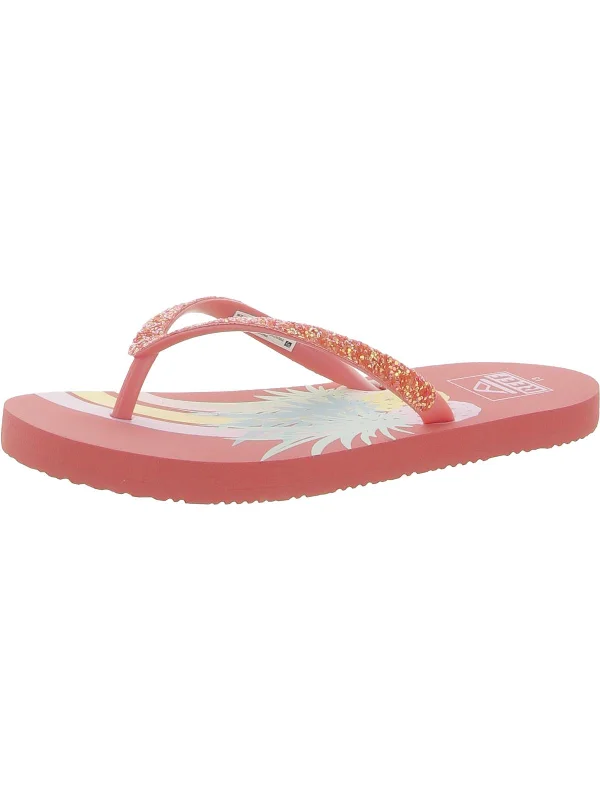 Stargazer Print Girls Glitter Thong Sandals