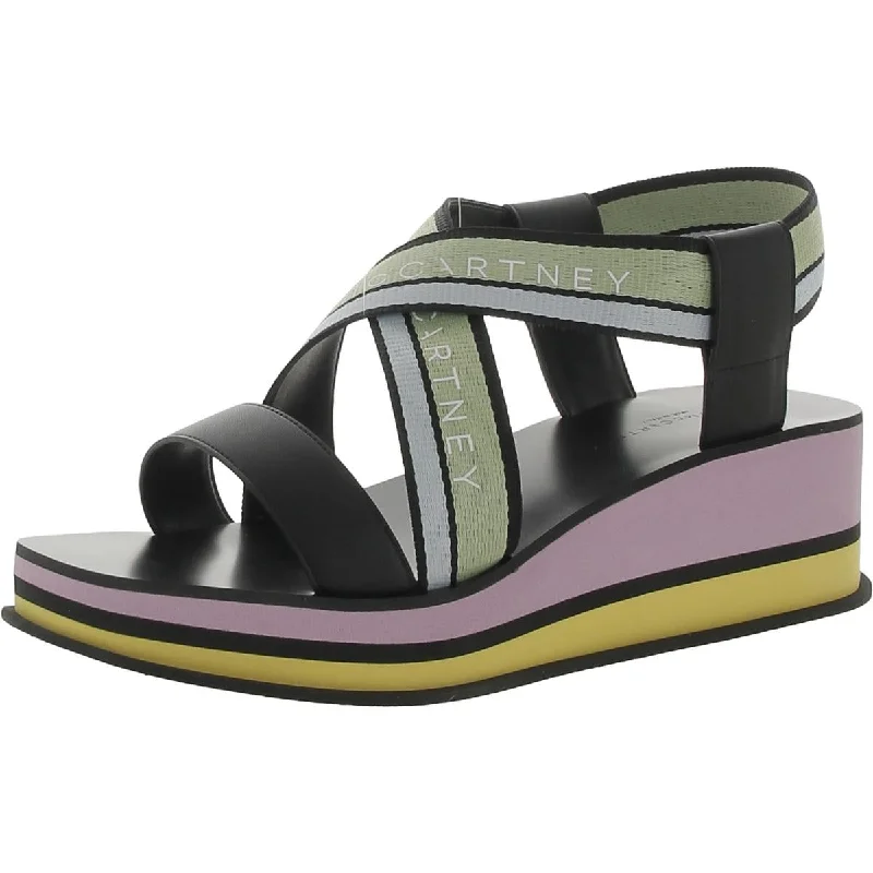 Stella McCartney Womens Elyse Strappy Slingback Wedge Sandals