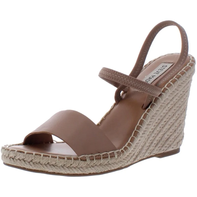 Steve Madden Womens McKenzie Faux Leather Strappy Wedge Sandals