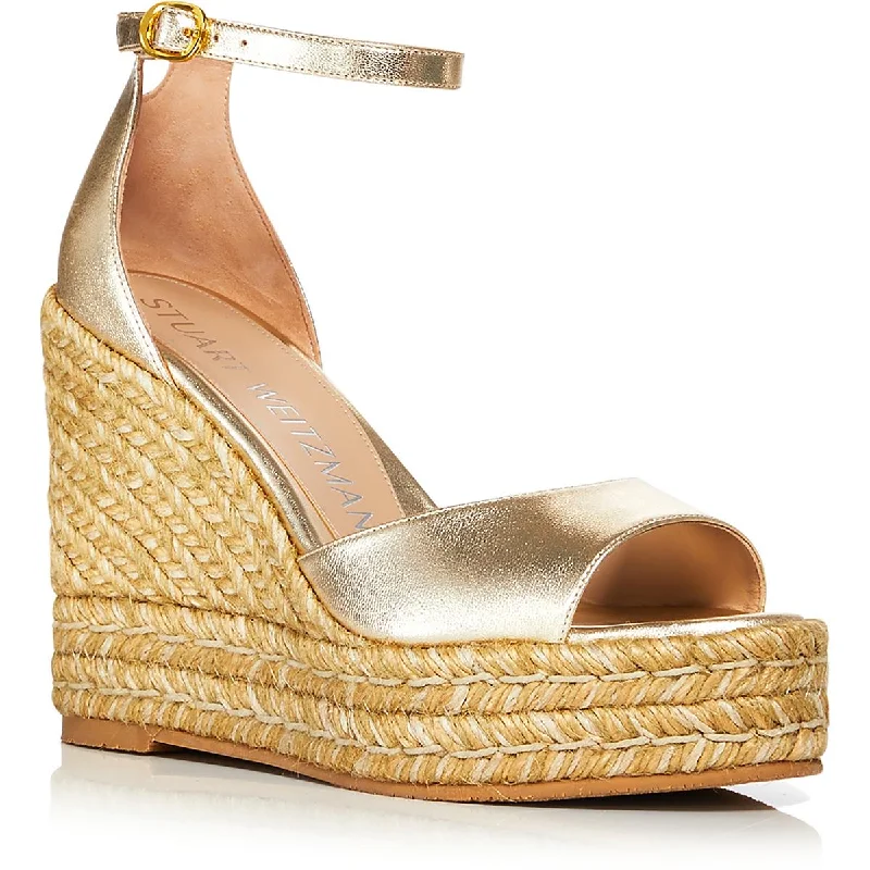 Stuart Weitzman Womens Nudist Curve Ankle Strap Espadrille Wedge Sandals