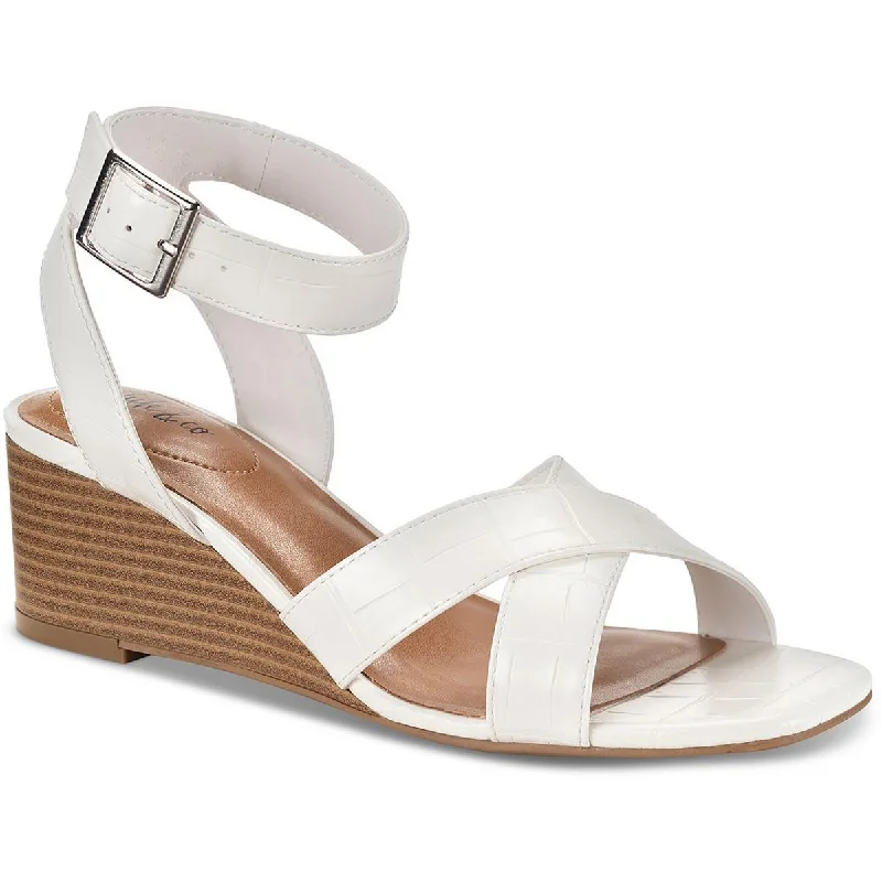 Style & Co. Womens Faux Leather Wedge Sandals