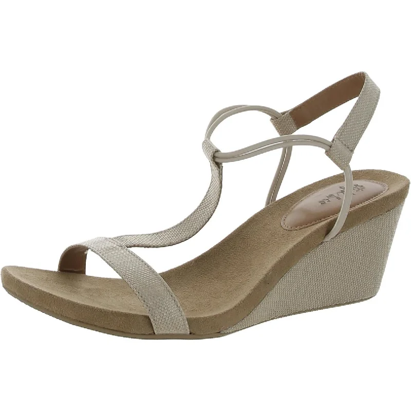 Style & Co. Womens Slip On Round Toe T-Strap Sandals