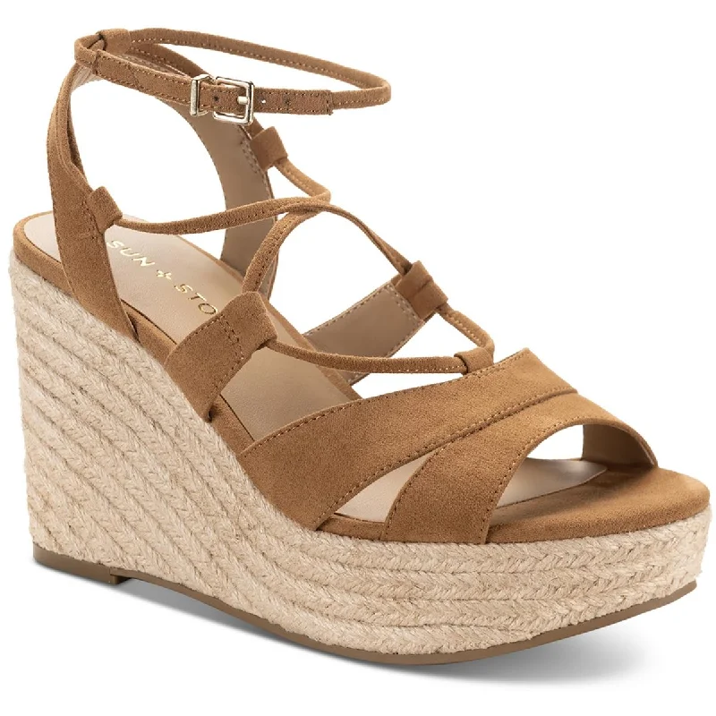 Sun + Stone Womens TIINSLEY Comfort Insole Faux Suede Wedge Sandals