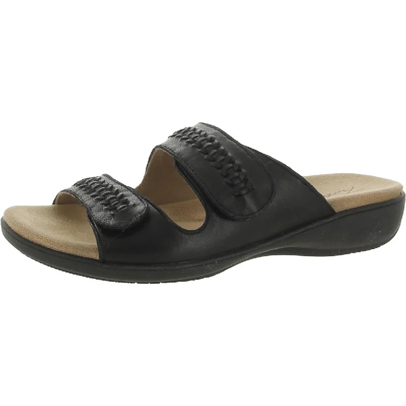 Trotters Womens Ruthie Woven Leather Slide Sandals