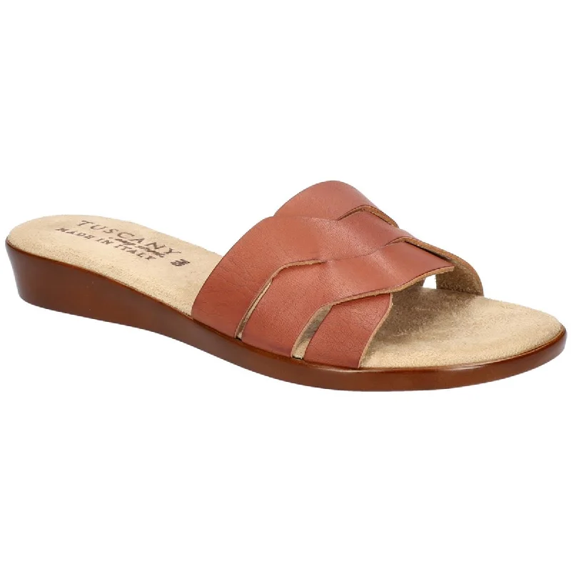 Tuscany By Easy Street Womens Nicia Padded Insole Faux Leather Slide Sandals