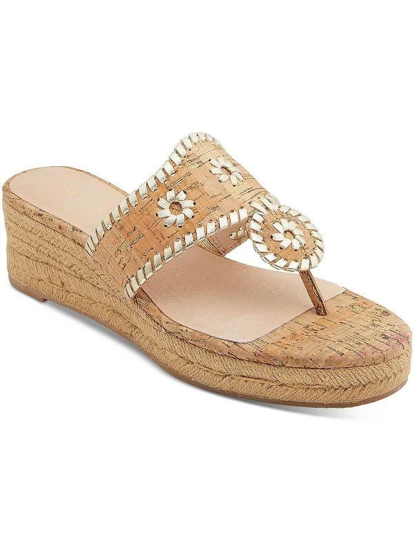 Womens Metallic Cork Wedge Sandals