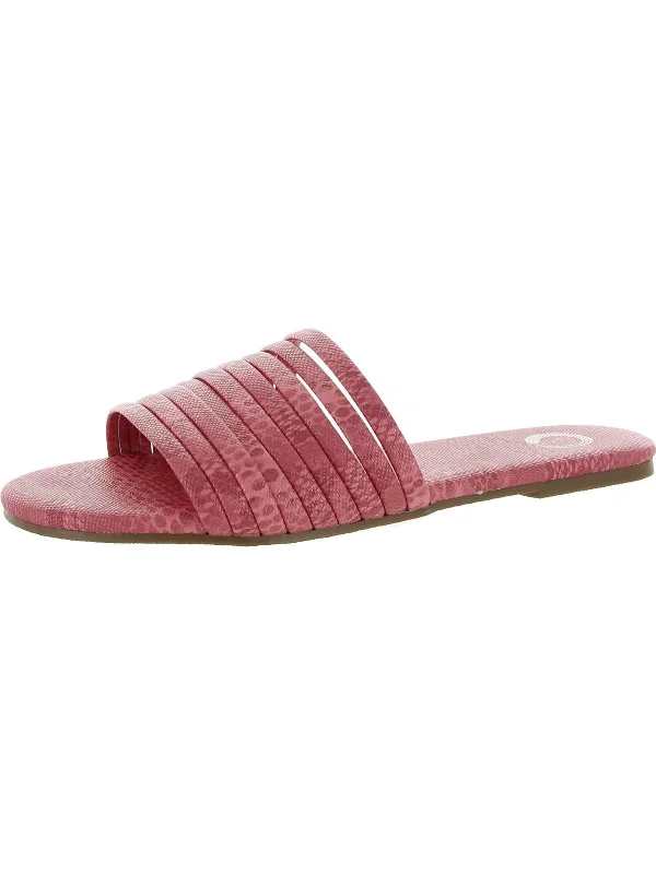 Womens Slip On Open Toe Flatform Sandals