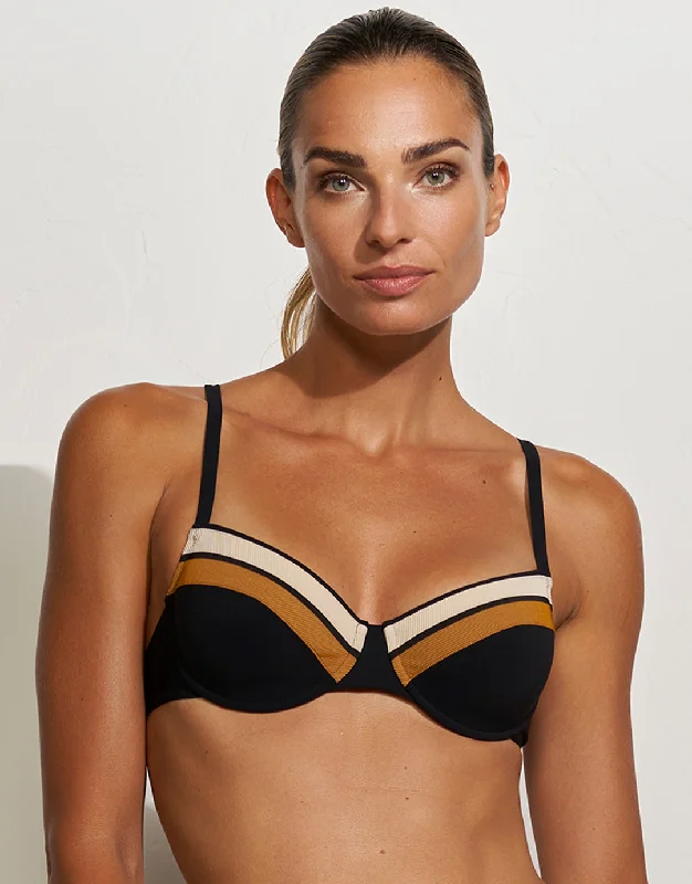 Antagonist Underwired  Bikini Top - Black Sand Caramel