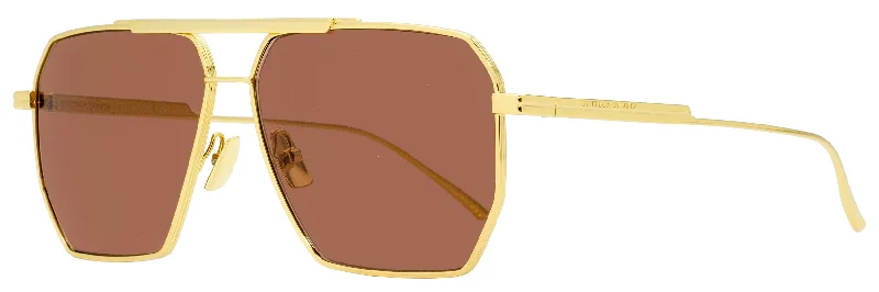 Bottega Veneta Men's Square Sunglasses BV1012S 005 Gold 60mm