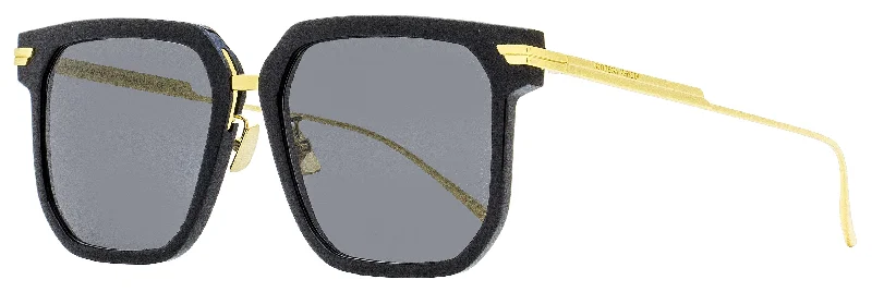 Bottega Veneta Women's Square Sunglasses BV1083SA 001 Black/Gold 57mm