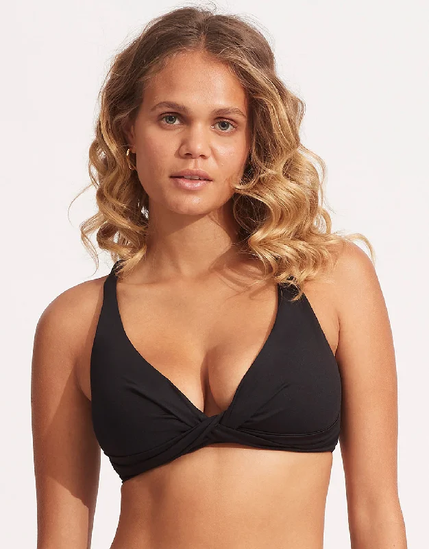 Collective DD Double Wrap Front Bikini Top - Black