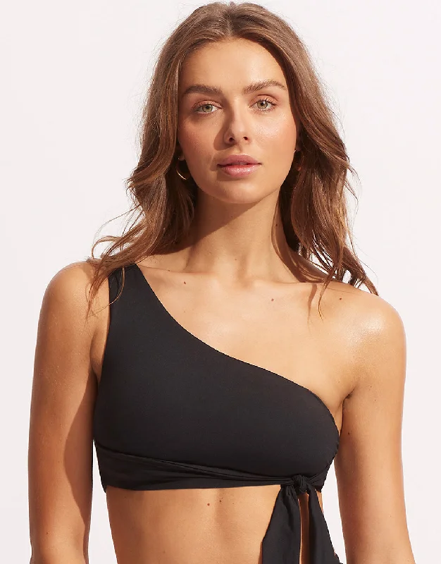 Collective One Shoulder Bikini Top - Black