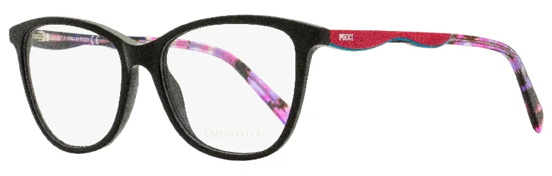 Emilio Pucci Women's Rectangular Eyeglasses EP5095 001 Black/Rose 54mm