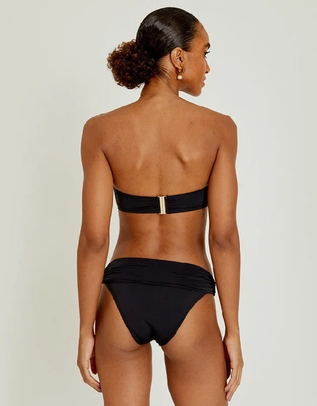 High Waist Bikini Bottom in Black, European Cut