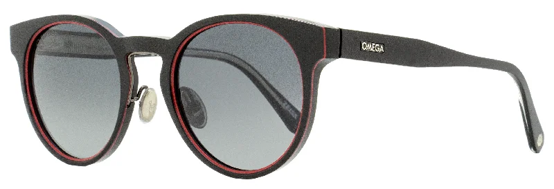 Omega Unisex Round Sunglasses OM0020H 01D Black/Red 52mm