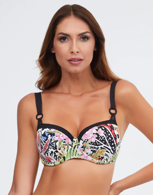 Palm Underwired Balcony Bikini Top - Multi