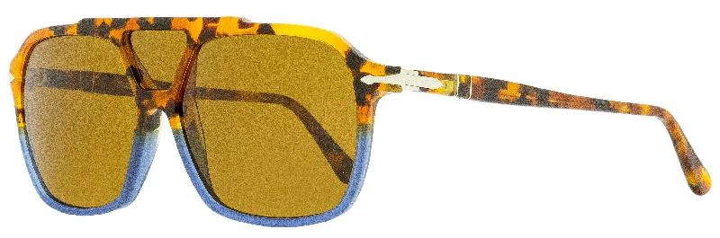 Persol Men's Navigator Sunglasses PO3223S 112033 Brown Tortoise/Opal Blue 59mm