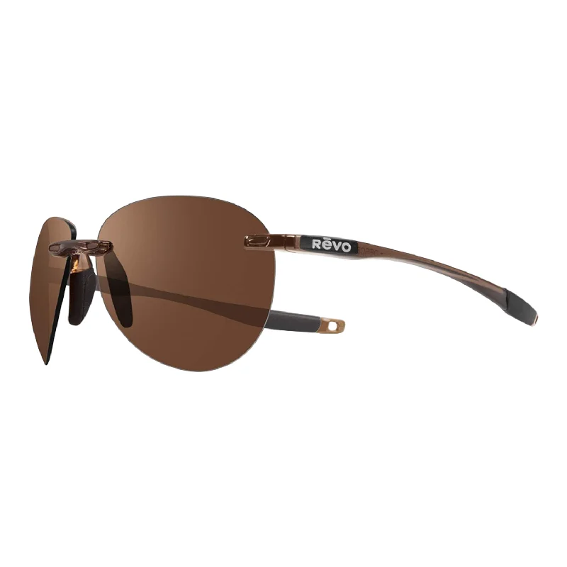 REVO Men's Descend A Crystal Brown Polarized Aviator Sunglasses