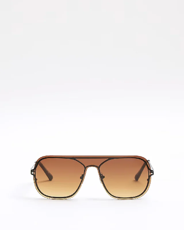 River Island Gold Colour Aviator Mens Sunglasses