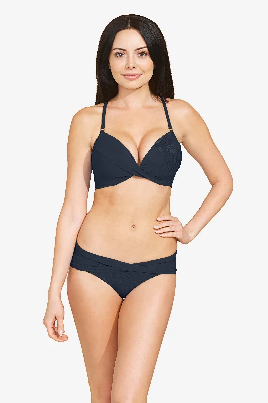 ROBIN PICCONE NAVY AVA D-CUP TWIST BIKINI TOP