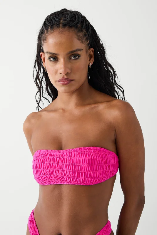 Rosabella Bandeau Shine Bikini Top - Candy Pink