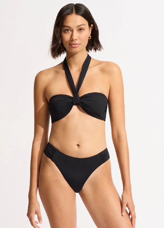 Seafolly Collective High Leg Ruched Side Bikini Bottom - Black