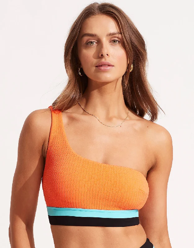 Slice of Splice One Shoulder Bikini Top - Tango