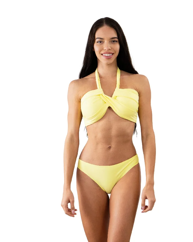 Solid Yellow Neck Tie Bandeau Top