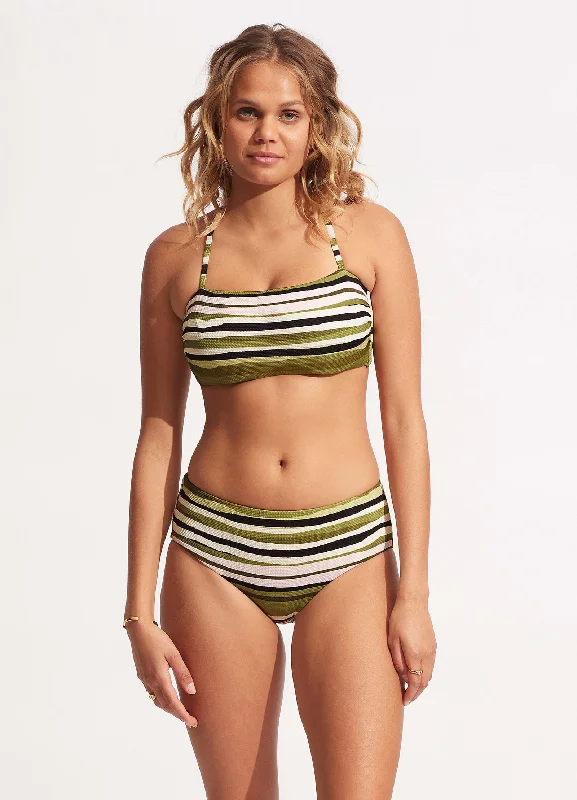 Sun Stripe Wide Side Retro - Avocado