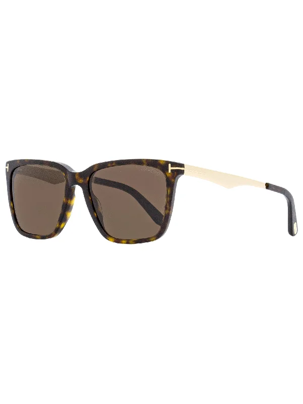 Tom Ford Unisex Rectangular Sunglasses TF862 Garrett 52E Dark Havana/Gold 56mm