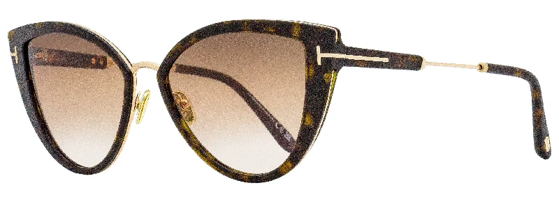 Tom Ford Women's Cat Eye Sunglasses TF868 Anjelica-02 52F Dark Havana/Gold 57mm