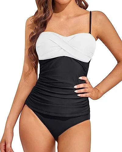 Two Piece Twist Bandeau Full Coverage Swimsuits