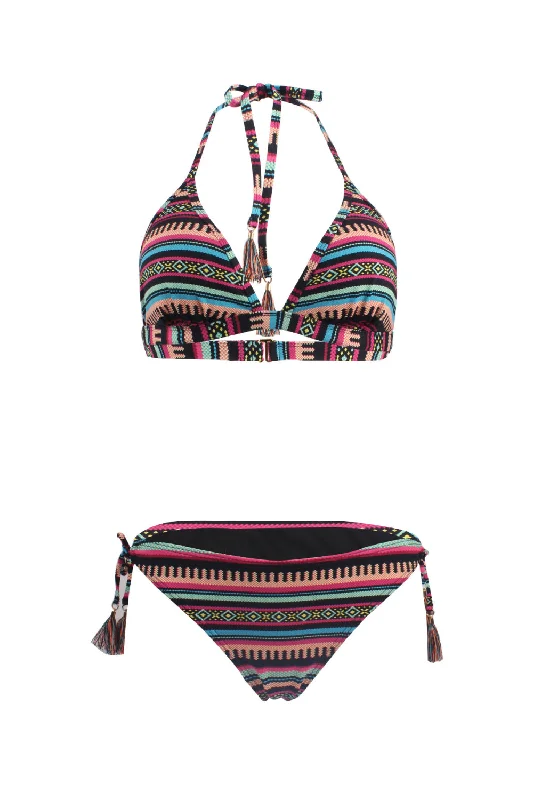 Women Sexy tassel strappy boho bikini