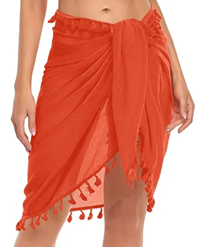 Flattering Sarong Cover Ups For Women Bathing Suits Wraps For Women-Neon Orange